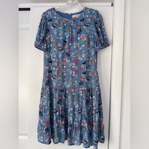 LOFT Blue Floral Midi Dress (like-new)